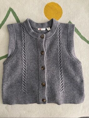Levi's Gray Ribbed Button Cardigan Vest